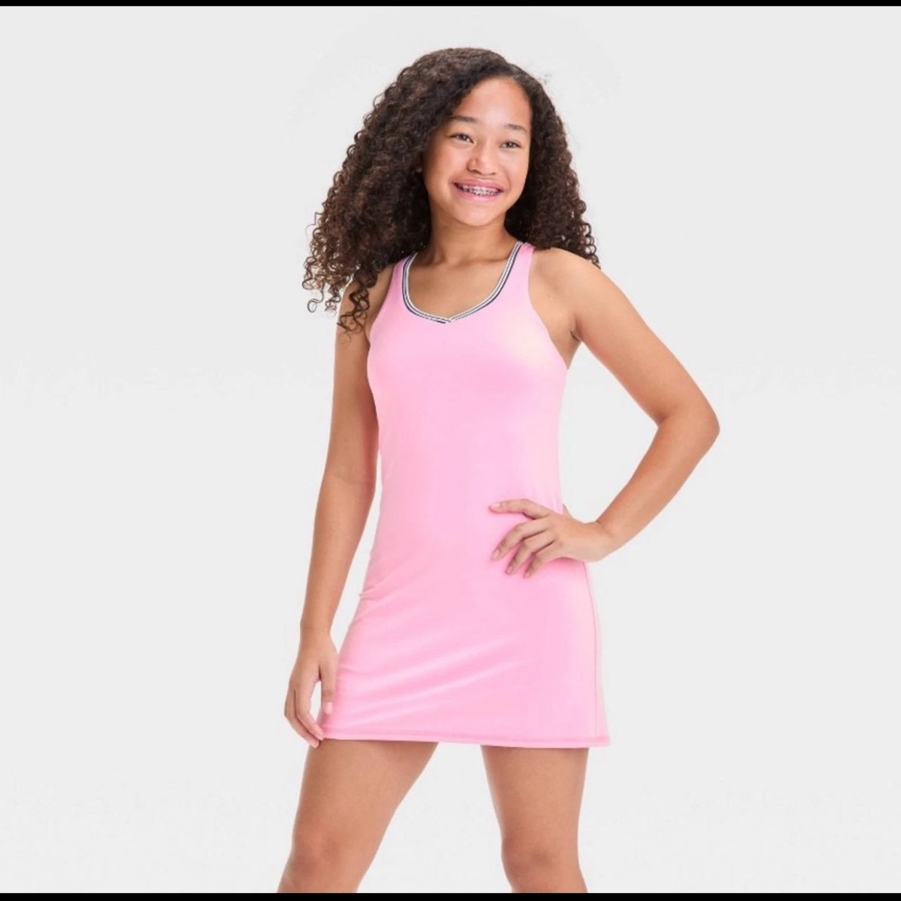 All in Motion Girls Pink Active Dress built in Shorts pockets - Pink - 14/XL